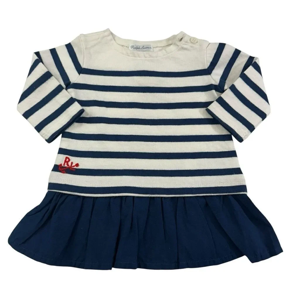 NWT Ralph Lauren Striped‎ Nautical Preppy Dress, 3M